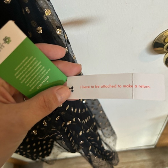 MODCLOTH Dress Size 1X 
Another Brilliant Polka Dot Black Gold
Tie Shoulder - Picture 6 of 11